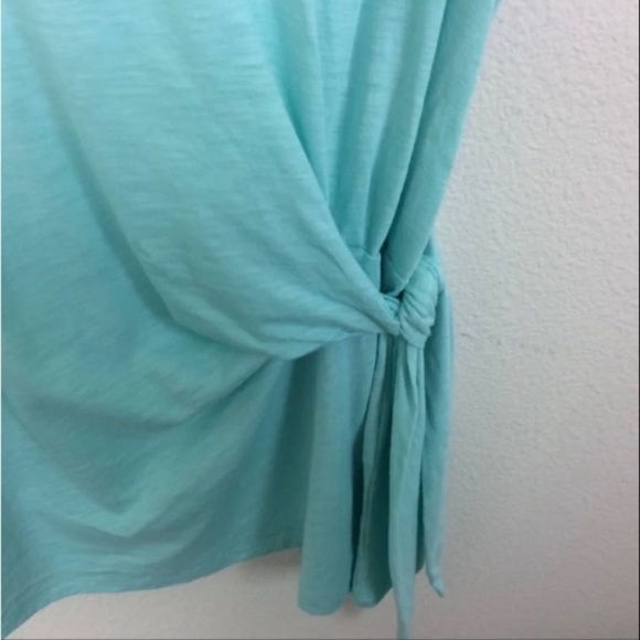 NEW Style & Co Plus Aqua Tee Shirt Top Side Tie Short Sleeves Teal Soft Jersey - Picture 5 of 6